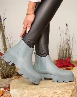 Discount Damskie botki na płaskim obcasie w kolorze niebieskim Alussady Botki Z Delikatnym Ociepleniem|Botki Na Płaskim Obcasie