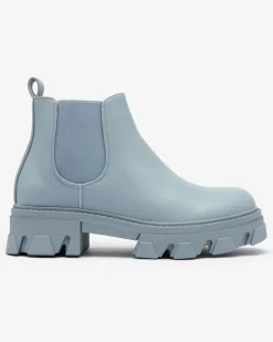 Discount Damskie botki na płaskim obcasie w kolorze niebieskim Alussady Botki Z Delikatnym Ociepleniem|Botki Na Płaskim Obcasie