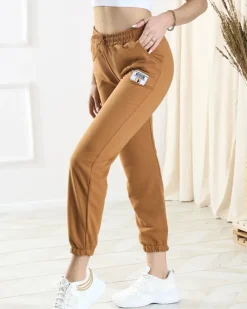 Clearance Damskie brązowe spodnie dresowe Spodnie Dresowe