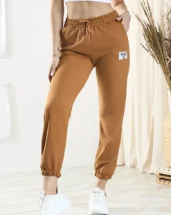 Clearance Damskie brązowe spodnie dresowe Spodnie Dresowe
