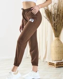 New Damskie ciemnobrązowe spodnie dresowe Spodnie Dresowe