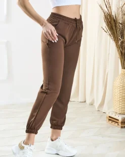 New Damskie ciemnobrązowe spodnie dresowe Spodnie Dresowe