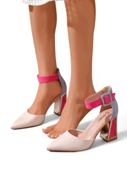 Outlet Damskie czółenka z ozdobnym obcasem Sammid Klasyczne