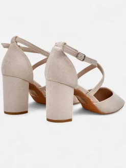 Best Damskie czółenka eko zamszowe z paseczkami Kanastru Klasyczne