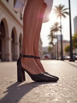 Sale Damskie czółenka z brokatem Noratt Buty Na Wielkie Wyjście