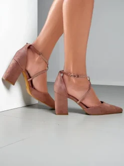 Damskie czółenka eko zamszowe z paseczkami Eurole Klasyczne