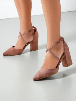 Damskie czółenka eko zamszowe z paseczkami Eurole Klasyczne