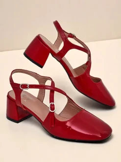 Clearance Damskie czółenka na niskim obcasie z ozdobnymi paseczkami Lollita Klasyczne