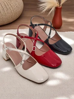 Sale Damskie czółenka na niskim obcasie z ozdobnymi paseczkami Lollita Klasyczne