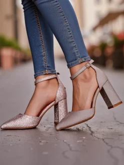 Damskie czółenka z brokatem Noratt Buty Na Wielkie Wyjście