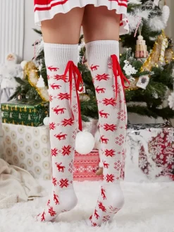 Online Damskie długie świąteczne skarpety Skarpetki
