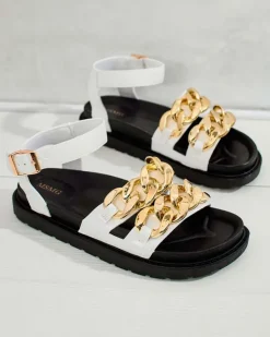 Clearance Damskie eko-skórzane sandały Leo Sandały Płaskie