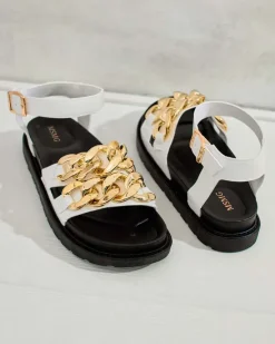 Clearance Damskie eko-skórzane sandały Leo Sandały Płaskie