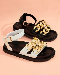 Clearance Damskie eko-skórzane sandały Leo Sandały Płaskie