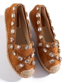 New Damskie espadryle z kryształkami w kolorze Wamba Espadryle Płaskie