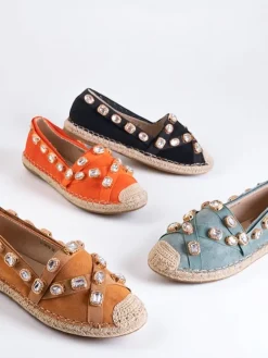 New Damskie espadryle z kryształkami w kolorze Wamba Espadryle Płaskie