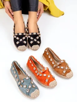 New Damskie espadryle z kryształkami w kolorze Wamba Espadryle Płaskie