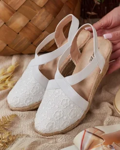 Clearance Damskie espadryle na koturnie Oleqa Sandały Na Koturnie