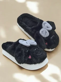 Outlet Damskie futrzane kapcie z kokardką Savos Kapcie