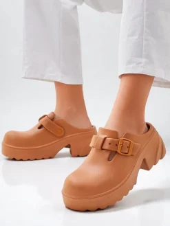 Damskie gumowe klapki na obcasie Voxones Klapki Na Obcasie