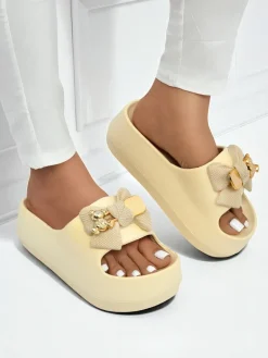 Damskie gumowe klapki z ozdobną kokardką Alday Klapki Płaskie