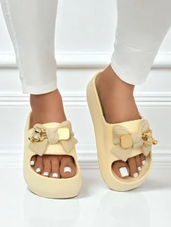 Damskie gumowe klapki z ozdobną kokardką Alday Klapki Płaskie