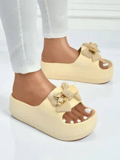 Damskie gumowe klapki z ozdobną kokardką Alday Klapki Płaskie