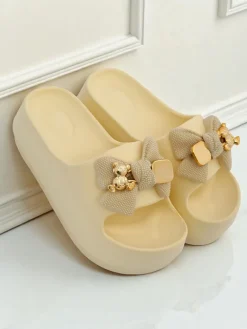 Damskie gumowe klapki z ozdobną kokardką Alday Klapki Płaskie