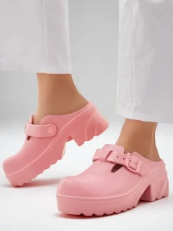 Hot Damskie gumowe klapki na obcasie Voxones Klapki Na Obcasie