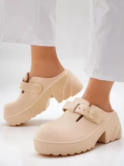 Outlet Damskie gumowe klapki na obcasie Voxones Klapki Na Obcasie