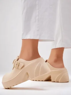 Outlet Damskie gumowe klapki na obcasie Voxones Klapki Na Obcasie