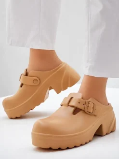 Clearance Damskie gumowe klapki na obcasie Voxones Klapki Na Obcasie