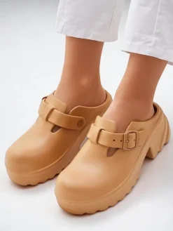 Clearance Damskie gumowe klapki na obcasie Voxones Klapki Na Obcasie