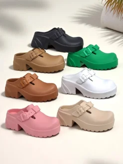 Clearance Damskie gumowe klapki na obcasie Voxones Klapki Na Obcasie