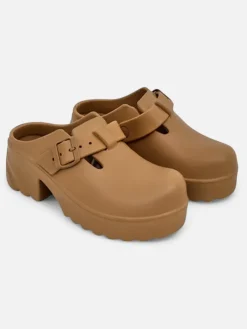 Clearance Damskie gumowe klapki na obcasie Voxones Klapki Na Obcasie