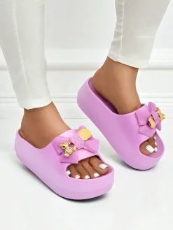 Damskie gumowe klapki z ozdobną kokardką Alday Klapki Płaskie