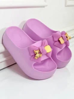 Damskie gumowe klapki z ozdobną kokardką Alday Klapki Płaskie