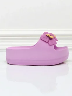Damskie gumowe klapki z ozdobną kokardką Alday Klapki Płaskie