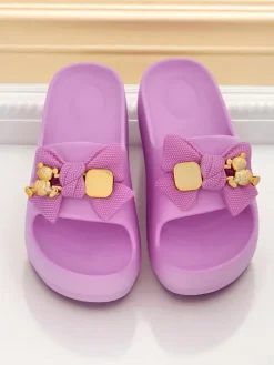 Damskie gumowe klapki z ozdobną kokardką Alday Klapki Płaskie