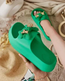 Clearance Damskie gumowe klapki z ozdobną kokardką Afeen Klapki Płaskie