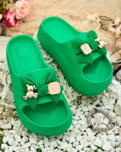 Clearance Damskie gumowe klapki z ozdobną kokardką Afeen Klapki Płaskie