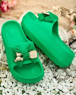 Clearance Damskie gumowe klapki z ozdobną kokardką Afeen Klapki Płaskie
