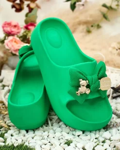 Clearance Damskie gumowe klapki z ozdobną kokardką Afeen Klapki Płaskie