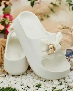 Online Damskie gumowe klapki z ozdobną kokardką Afeen Klapki Płaskie