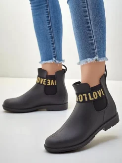Damskie kalosze matowe z napisem Love Love Kalosze Matowe