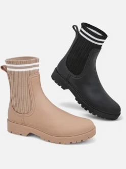 Sale Damskie kalosze z wyższą tkaninową wstawką Scarlesa Kalosze Matowe