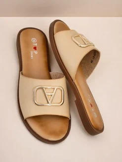 Clearance Damskie klapki na płaskiej podeszwie Ohanna Klapki Płaskie