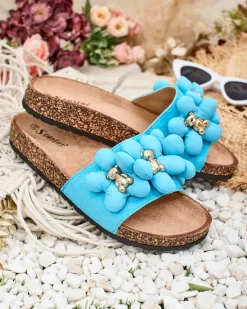 New Damskie klapki ze złotymi misiami i kwiatkami Isaralle Klapki Płaskie