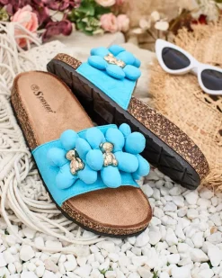 New Damskie klapki ze złotymi misiami i kwiatkami Isaralle Klapki Płaskie