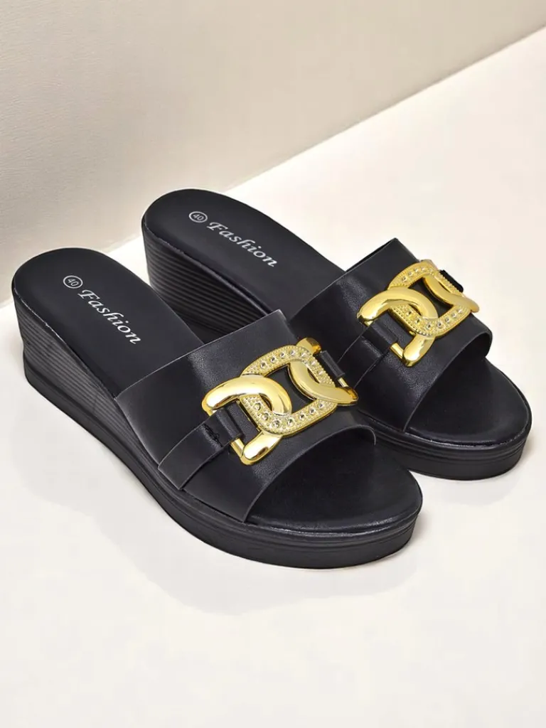 Sale Damskie klapki na koturnie Nolia Klapki Na Obcasie